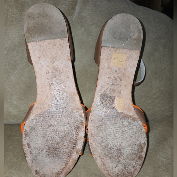 Boden Orange & Brown Ankle Strap Flat Leather Sandals Size (39) 8M US - Picture 8 of 14